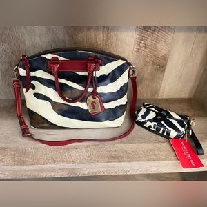Leather Dooney & Bourke Zebra Pattern Purse & Wristlet set